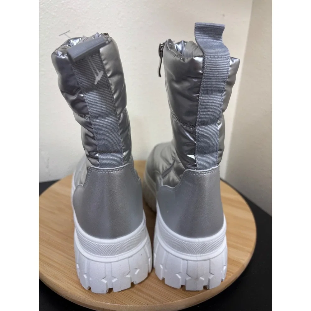 Dirty Laundry Dashh Puff Platform Bootie Size 8 Silver Metallic Quilted Puffer